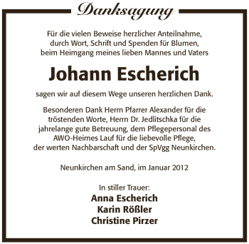 Traueranzeige von Johann Escherich von Pegnitz-Zeitung